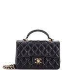 Chanel Classic Single Flap Top Handle Bag Quilted Lambskin Mini