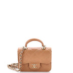 Chanel Top Handle Flap Coin Purse with Chain Quilted Lambskin