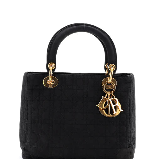 Christian Dior Vintage Lady Dior Bag Cannage Quilt Nylon Medium