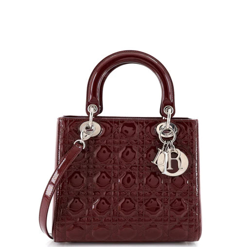 Christian Dior Lady Dior Bag Cannage Quilt Patent Medium