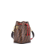 Fendi Mon Tresor Bucket Bag Zucca Embossed Leather Small