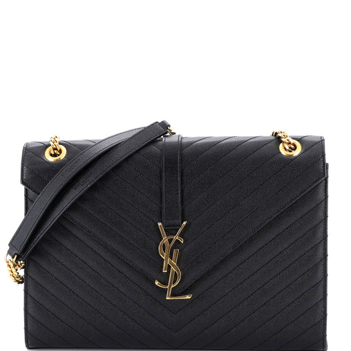 Saint Laurent Classic Monogram Envelope Satchel Matelasse Chevron Leather Large