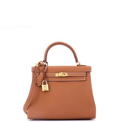 Hermes Kelly Handbag Gold Togo with Gold Hardware 25