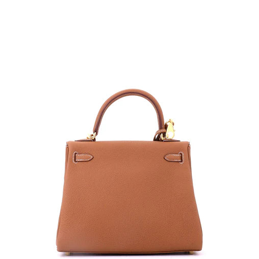 Hermes Kelly Handbag Gold Togo with Gold Hardware 25