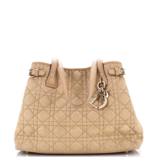 Christian Dior Panarea Tote Cannage Quilt Canvas Medium