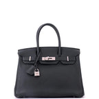 Hermes Birkin Handbag Vert Foncé Togo with Palladium Hardware 30