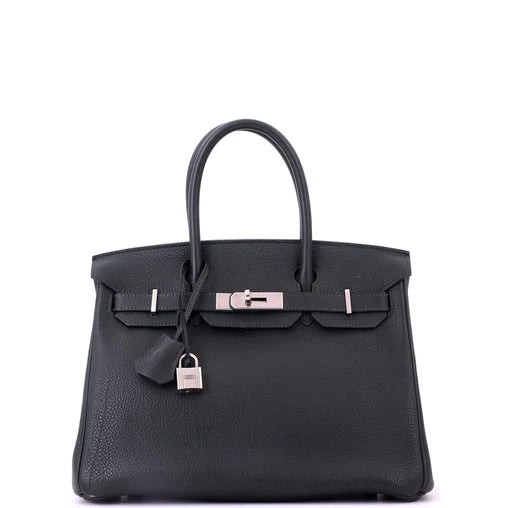 Hermes Birkin Handbag Vert Foncé Togo with Palladium Hardware 30