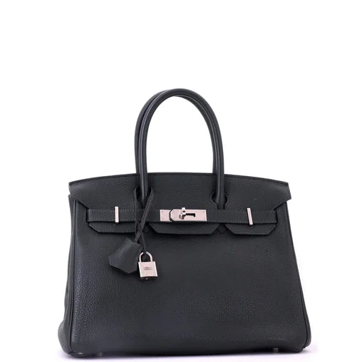 Hermes Birkin Handbag Vert Foncé Togo with Palladium Hardware 30