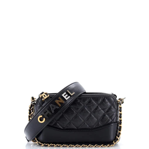 Chanel Gabrielle Double Zip Clutch with Chain Quilted Aged Calfskin
