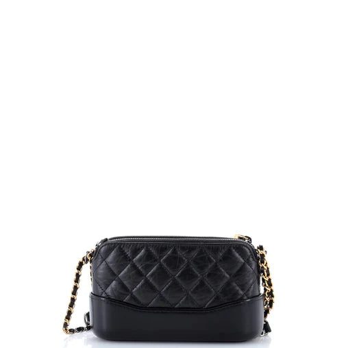 Chanel Gabrielle Double Zip Clutch with Chain Quilted Aged Calfskin
