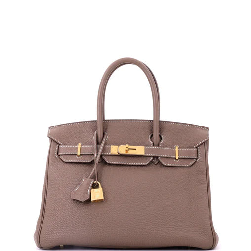 Hermes Birkin Handbag Grey Togo with Gold Hardware 30