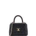 Chanel Coco Top Handle Bag Quilted Caviar with Lizard Embossed Handle Extra Mini