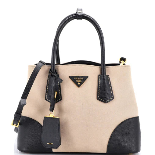 Prada Cuir Double Tote Canvas and Saffiano Leather Medium