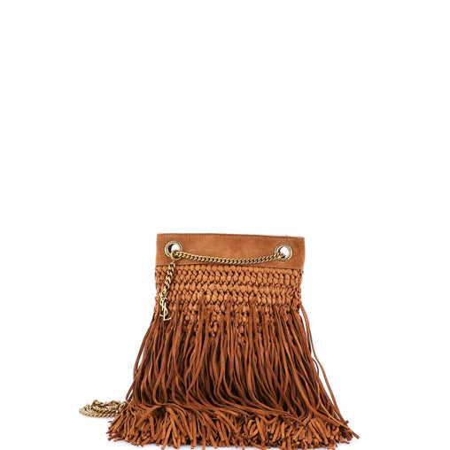 Saint Laurent Grace Fringe Hobo Suede Small