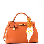 Hermes Kelly Handbag Potiron Togo with Gold Hardware 32