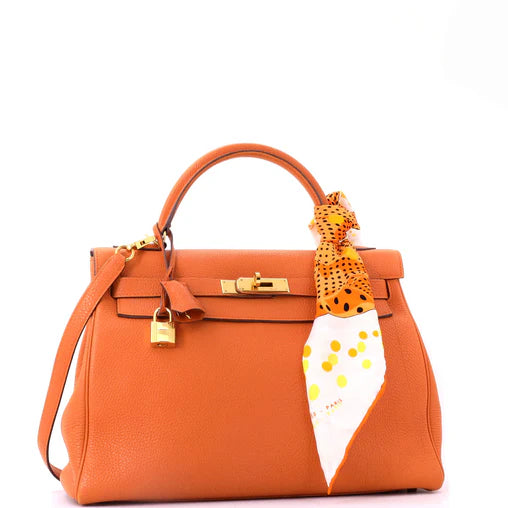 Hermes Kelly Handbag Potiron Togo with Gold Hardware 32