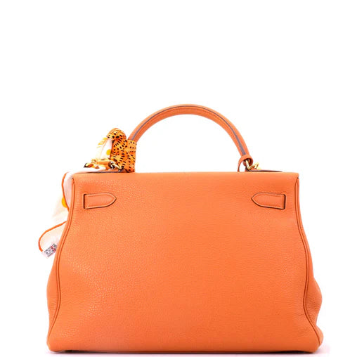 Hermes Kelly Handbag Potiron Togo with Gold Hardware 32