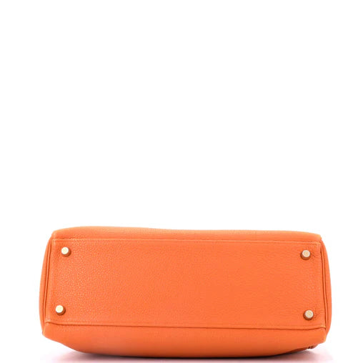 Hermes Kelly Handbag Potiron Togo with Gold Hardware 32