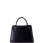 Hermes Kelly Handbag Noir Box Calf with Gold Hardware 28