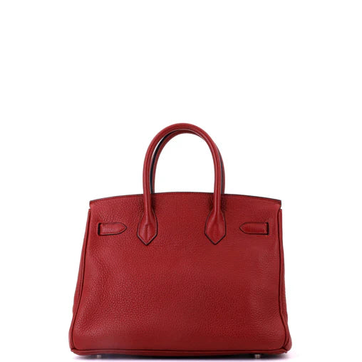 Hermes Birkin Handbag Rouge H Clemence with Palladium Hardware 30