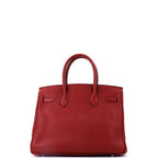 Hermes Birkin Handbag Rouge H Clemence with Palladium Hardware 30