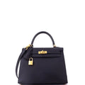 Hermes Kelly Handbag Noir Epsom with Gold Hardware 25