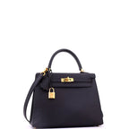 Hermes Kelly Handbag Noir Epsom with Gold Hardware 25