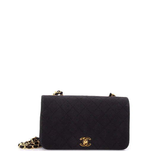 Chanel Vintage Full Flap Bag Quilted Jersey Mini