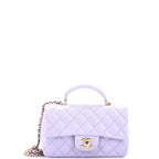 Chanel Classic Single Flap Top Handle Bag Quilted Lambskin Mini