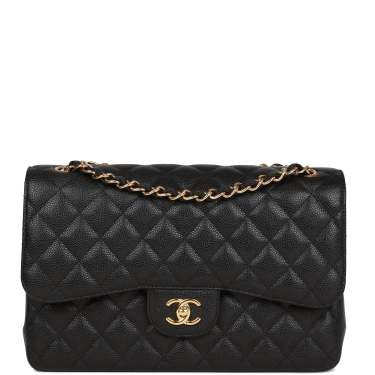 Chanel jumbo classic double flap bag black caviar gold hardware