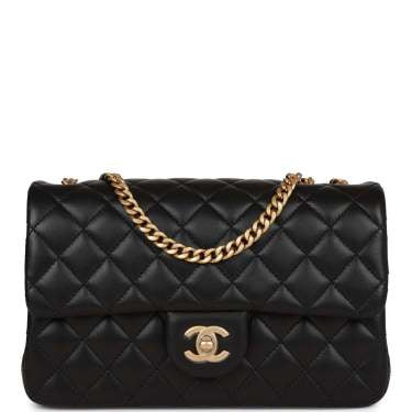 Chanel medium camellia crush flap bag black lambskin antique gold hardware