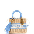 Christian Dior Lady Dior Bag Wicker and Oblique Canvas Medium
