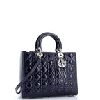 Christian Dior Lady Dior Bag Cannage Quilt Patent Large