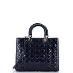 Christian Dior Lady Dior Bag Cannage Quilt Patent Large