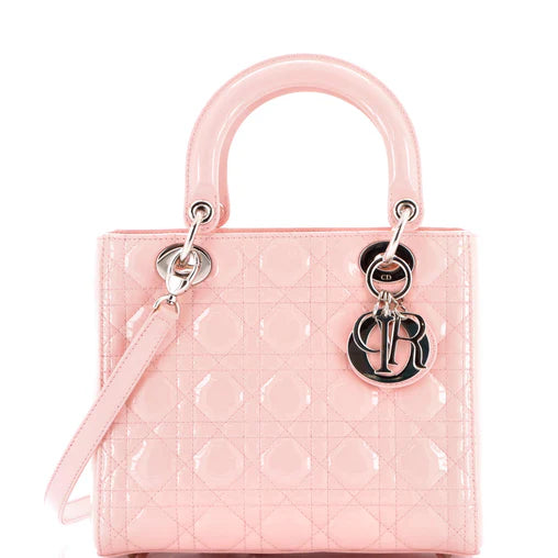 Christian Dior Lady Dior Bag Cannage Quilt Patent Medium