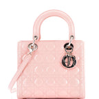 Christian Dior Lady Dior Bag Cannage Quilt Patent Medium