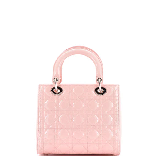 Christian Dior Lady Dior Bag Cannage Quilt Patent Medium
