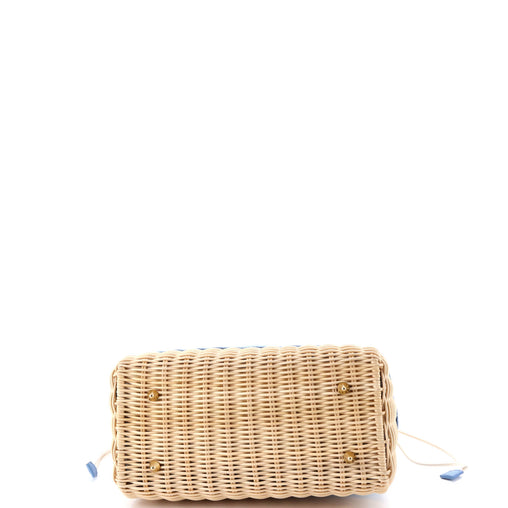 Christian Dior Lady Dior Bag Wicker and Oblique Canvas Medium