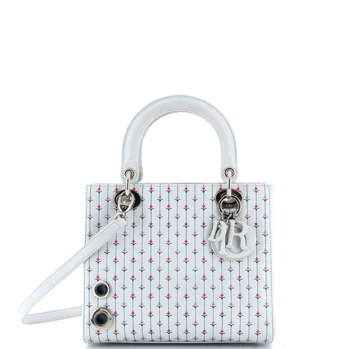 Christian Dior Lady Dior Bag Embroidered Leather with Applique Medium