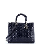 Christian Dior Lady Dior Bag Cannage Quilt Patent Large