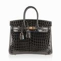 Hermes birkin 25 bag graphite crocodile with palladium hardware