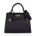 Hermes kelly sellier 25 bag black epsom gold hardware new