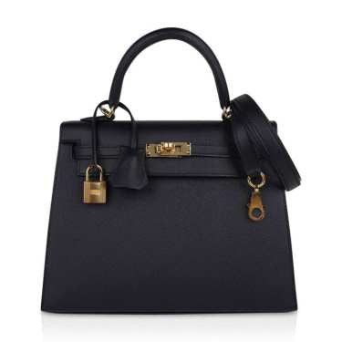 Hermes kelly sellier 25 bag black epsom gold hardware new