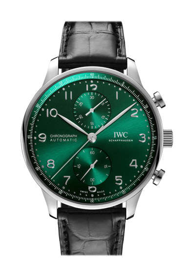IWC Portuguese green dial stainless steel watch IW371615